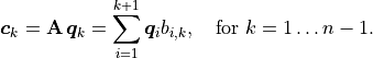 \bm{c}_k = \mathbf{A}\,\bm{q}_k = \sum_{i=1}^{k+1} \bm{q}_i b_{i,k},
        \quad \text{for } k = 1 \ldots n-1.