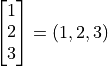 \spalignvector{1; 2; 3} = (1, 2, 3)