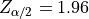 Z_{\alpha/2} = 1.96