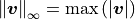 \norm{\bm{v}}_\infty = \max \left( | \bm{v} | \right)