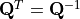 \mathbf{Q}^{T} = \mathbf{Q}^{-1}