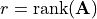 r = \text{rank}(\mathbf{A})