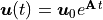 \bm{u}(t) = \bm{u}_0 e^{\mathbf{A}\,t}