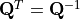 \mathbf{Q}^T = \mathbf{Q}^{-1}