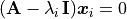 (\mathbf{A} - \lambda_i\,\mathbf{I})\bm{x}_i = 0