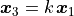 \bm{x}_3 = k\,\bm{x}_1