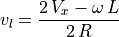 v_l = \frac{2\,V_x - \omega\,L}{2\,R}