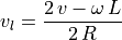 v_l = \frac{2\,v - \omega\,L}{2\,R}