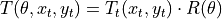 T(\theta, x_t, y_t) = T_t(x_t, y_t) \cdot R(\theta)